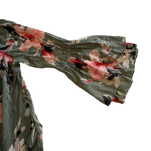 White House Black Market Floral Off-Shoulder Blouse - Green and Pink - Picture 4 of 11